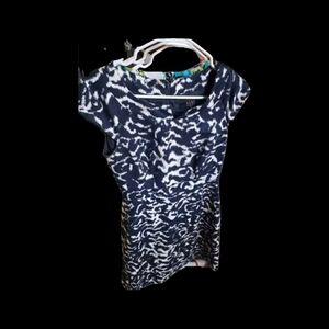 Alex Marie Navy and White Patterned Dress